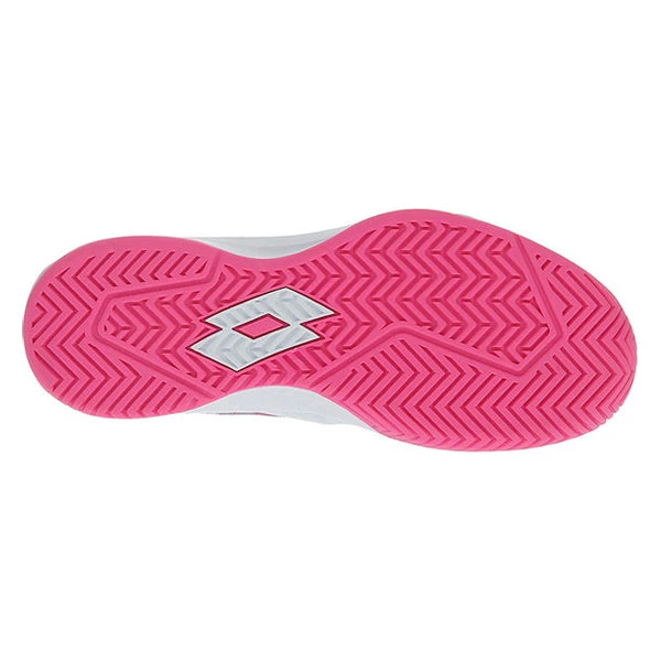Lotto Mirage 500 All Court (Women's) - All White/Silver Metal/Vivid Fuchsia - Image 2